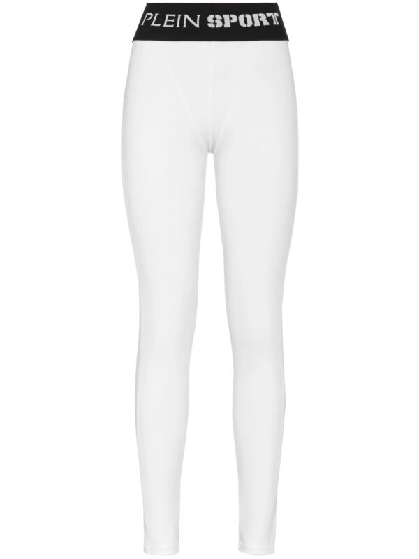 Plein Sport legging à taille logo - Blanc