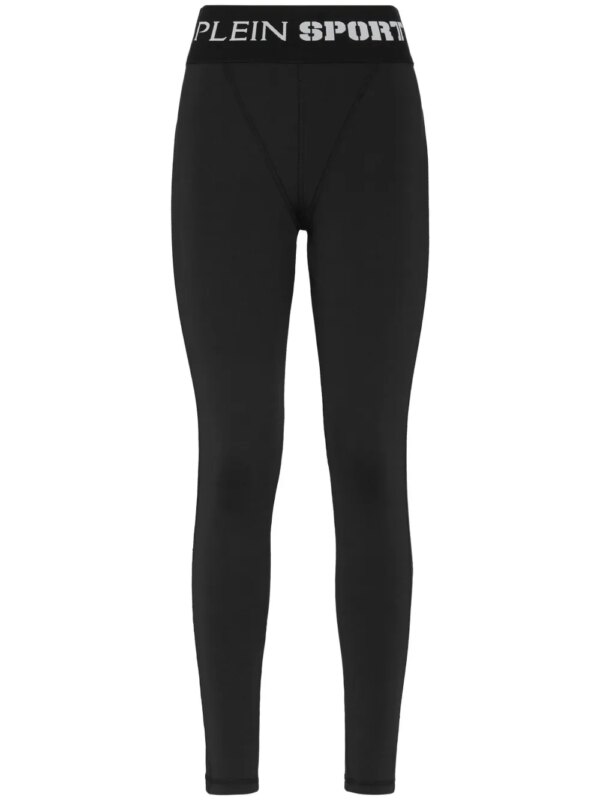 Plein Sport legging à taille logo - Noir