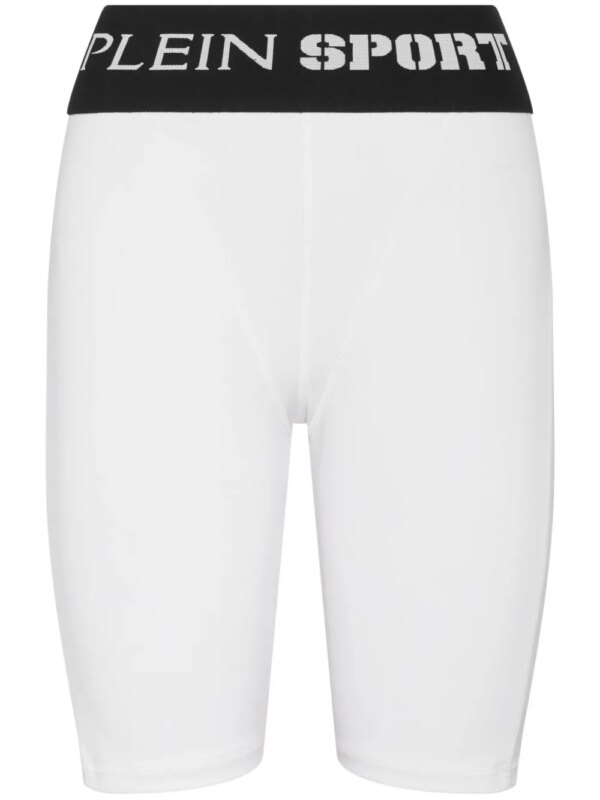 Plein Sport short cycliste à bande logo - Blanc