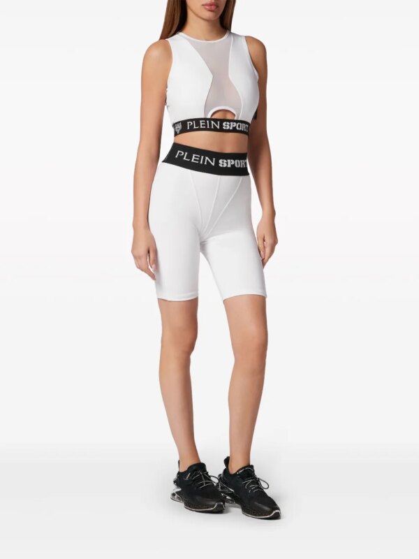 Plein Sport Fietsshorts met logoband - Wit