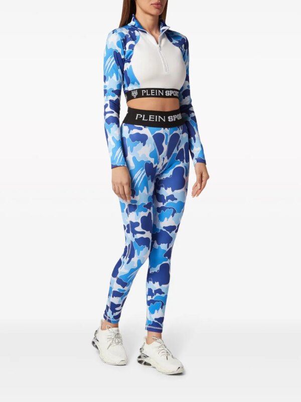 Plein Sport Legging met camouflageprint en logoband - Blauw