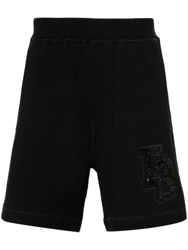 DSQUARED2 short de sport à appliqué D2 - Noir