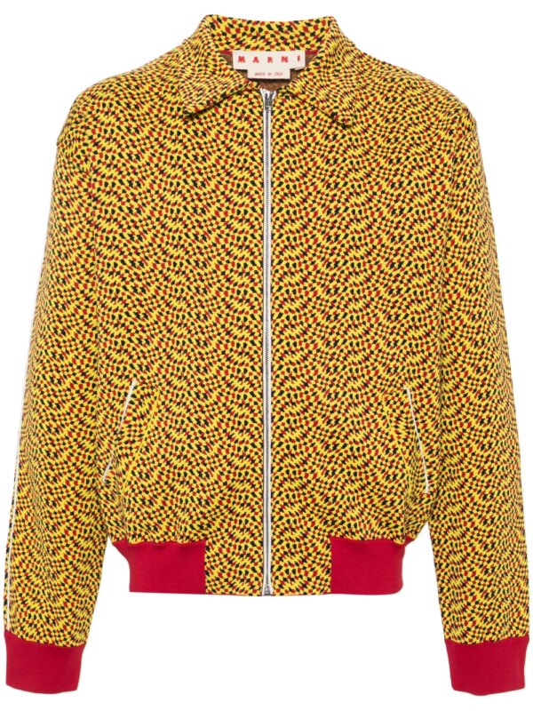 Marni veste zippée à motif en jacquard - Jaune