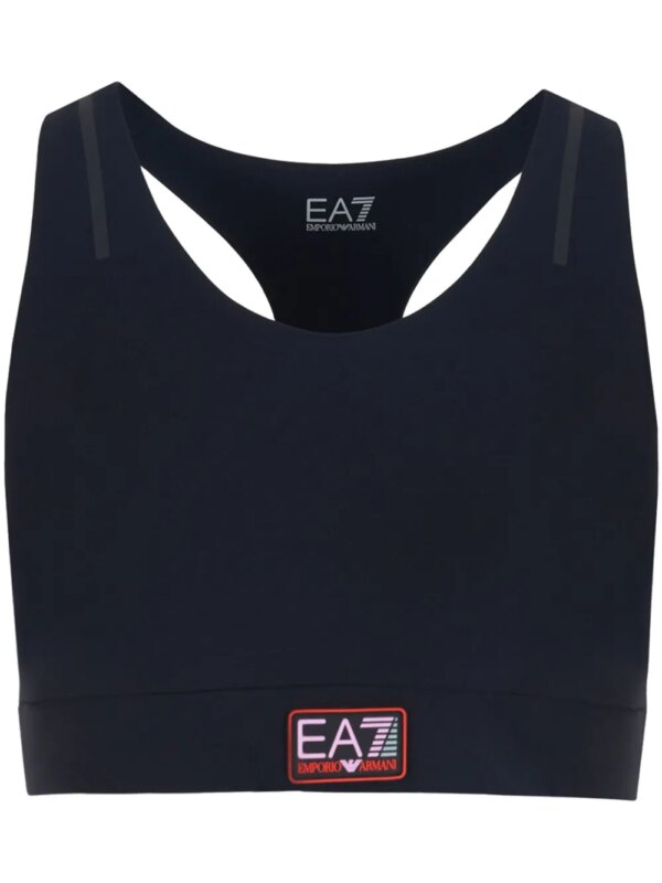 Ea7 Emporio Armani brassière de sport à logo appliqué - Noir