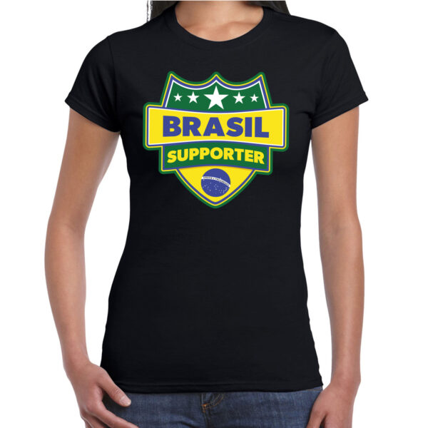 Brazilie / Brasil supporter t-shirt zwart voor dames