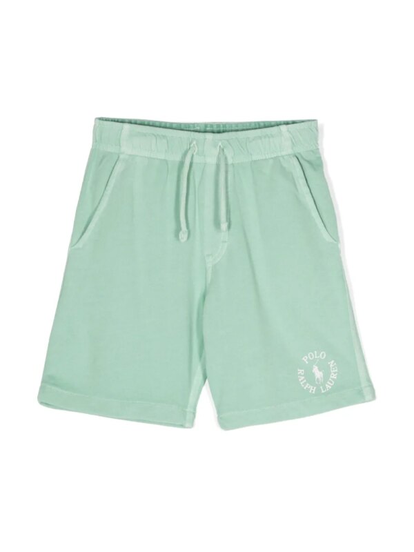 POLO RALPH LAUREN KIDS short de sport en coton à logo imprimé - Vert