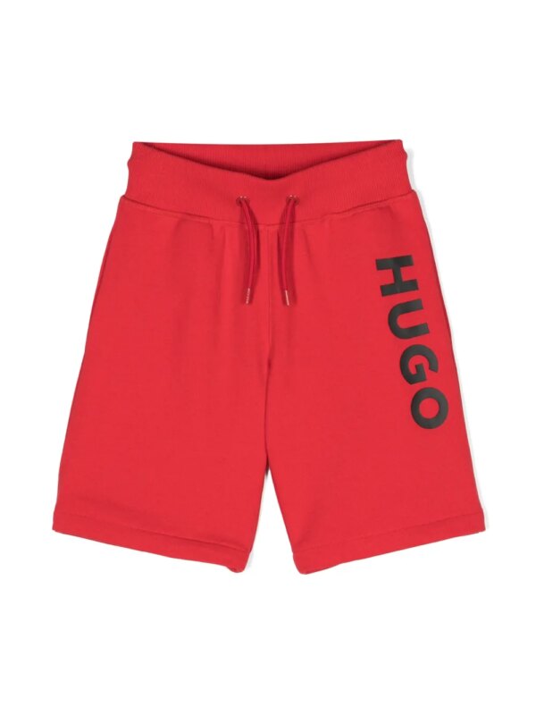 HUGO KIDS short de sport à logo imprimé - Rouge