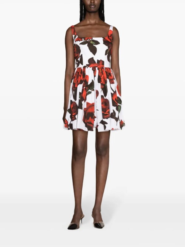 Alexander McQueen Flared mini-jurk met bloemenprint - Wit