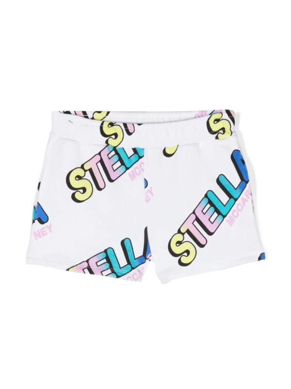Stella McCartney Kids short de sport en coton à logo imprimé - Blanc