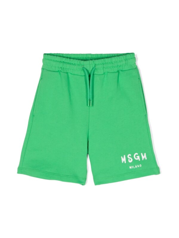 MSGM Kids short de sport à logo imprimé - Vert
