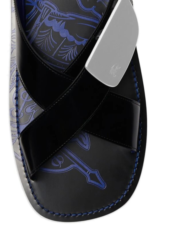 Burberry Shield leren slippers - Zwart