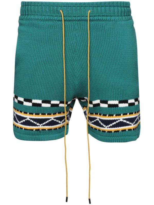 RHUDE short Bateau en maille intarsia - Vert