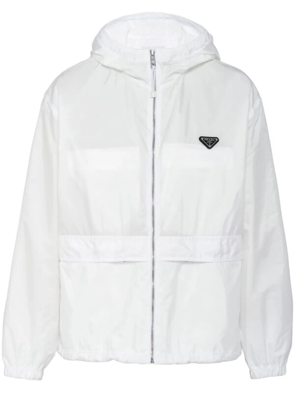 Prada coupe-vent à plaque logo - Blanc