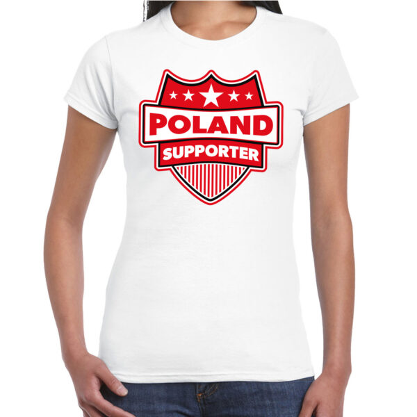 Polen / Poland schild supporter t-shirt wit voor dames