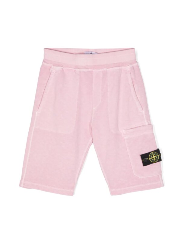 Stone Island Junior short de sport à patch Compass - Rose