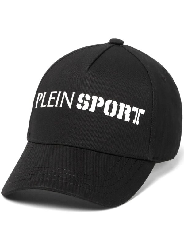 Plein Sport casquette en coton à logo imprimé - Noir