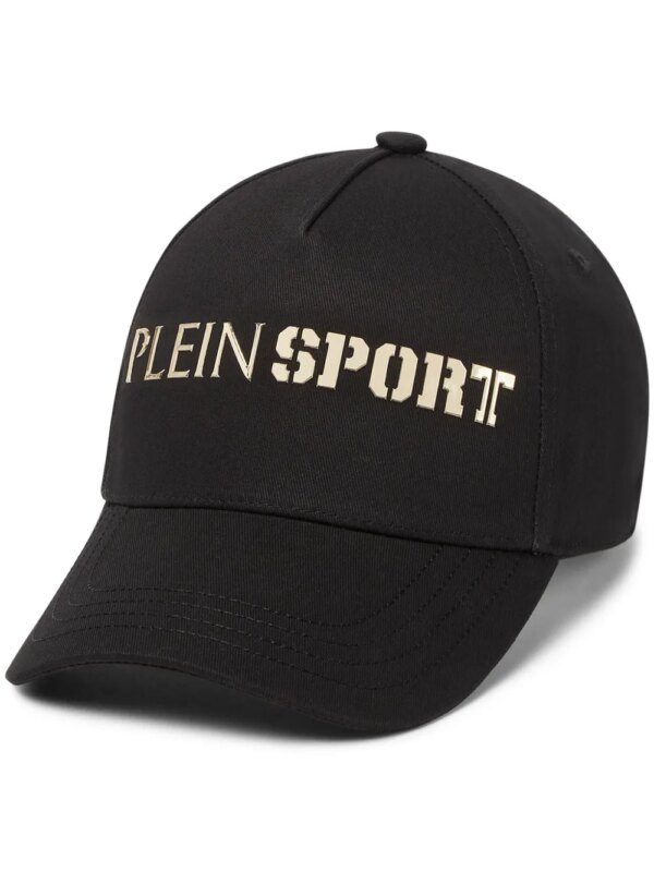 Plein Sport casquette en coton à logo imprimé - Noir