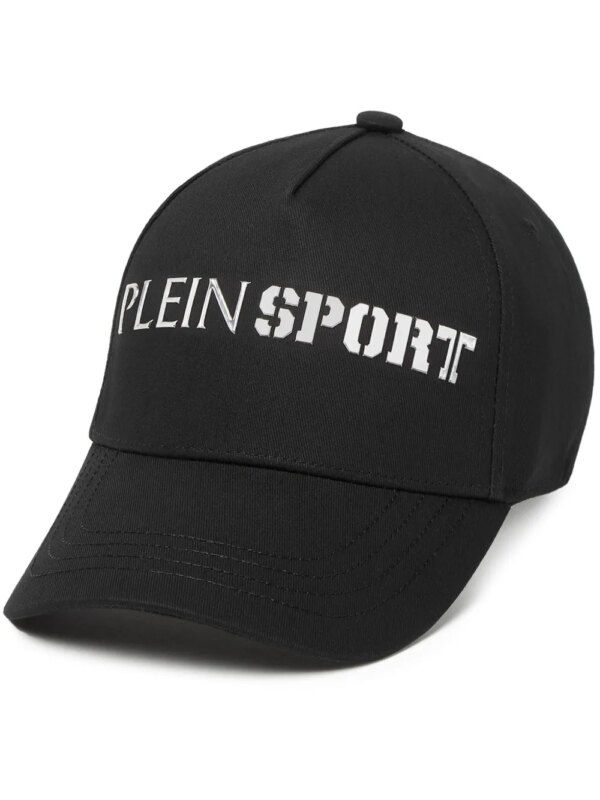 Plein Sport casquette en coton à logo imprimé - Noir
