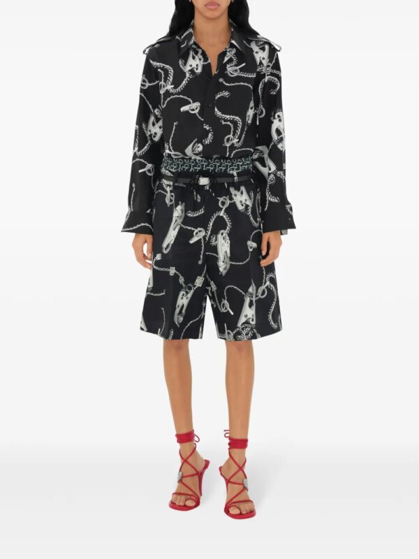 Burberry Straight shorts met kettingprint - Zilver