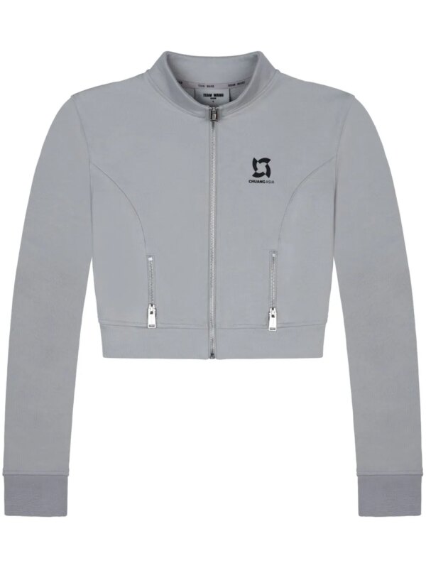 TEAM WANG design veste de sport zippée à logo imprimé - Gris