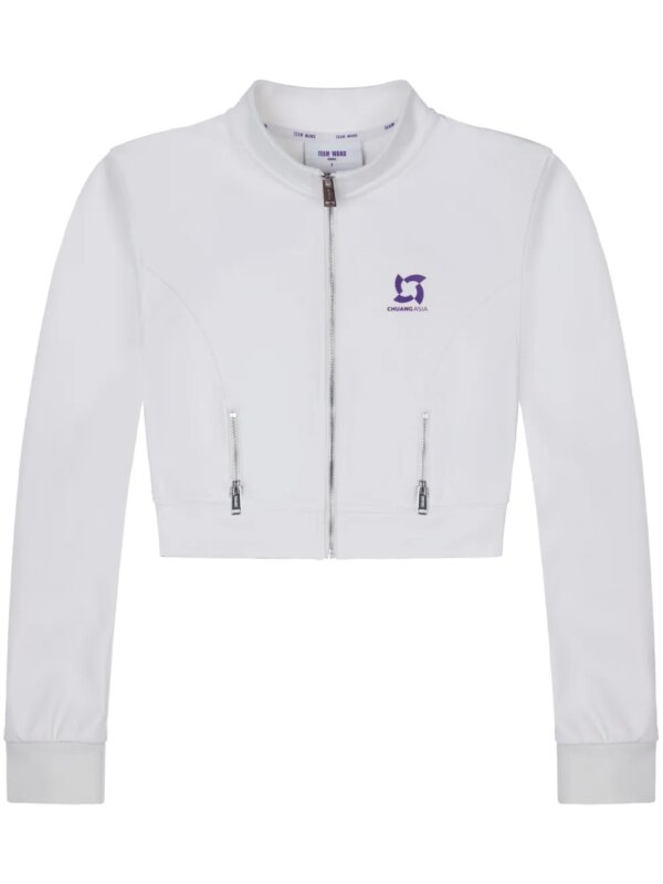 TEAM WANG design veste de sport zippée à logo imprimé - Blanc