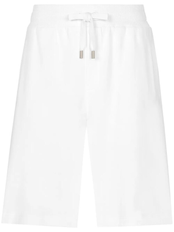 Dolce & Gabbana short en coton à plaque logo - Blanc