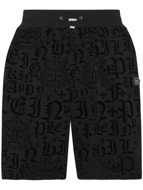 Philipp Plein short de sport à imprimé Gothic Plein - Noir