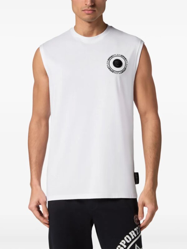 Plein Sport Tanktop met logopatch en ronde hals - Wit