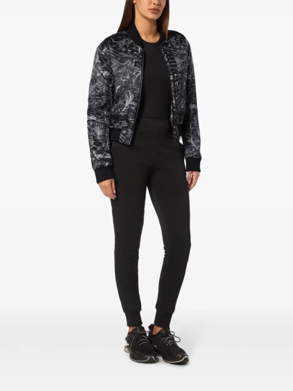 Plein Sport Bomberjack met jungleprint - Zwart