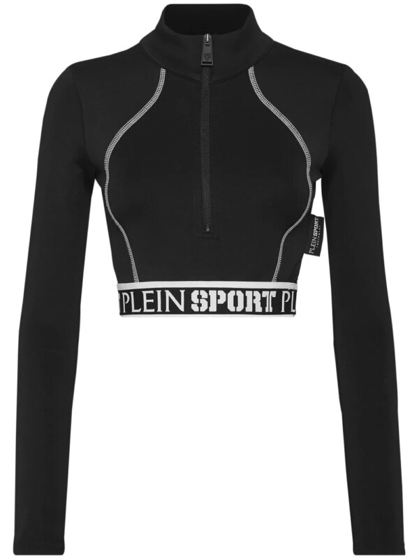Plein Sport haut crop à bande logo - Noir