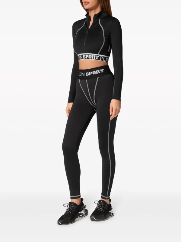 Plein Sport Cropped top met logoband - Zwart