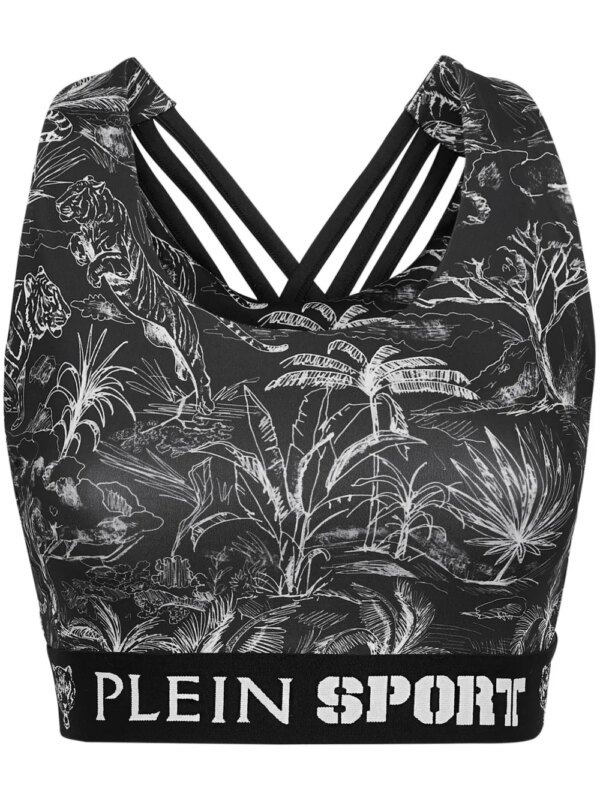 Plein Sport brassière de sport à imprimé graphique - Noir
