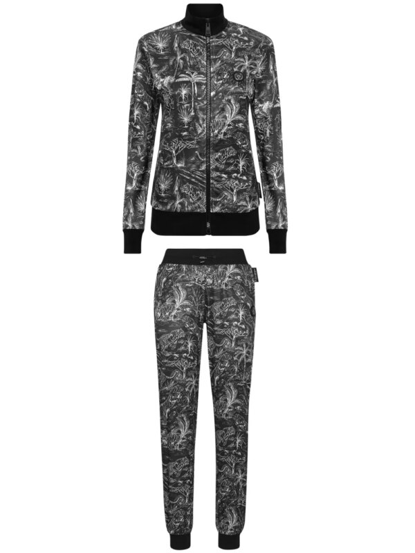 Plein Sport survêtement imprimé à plaque logo - Noir