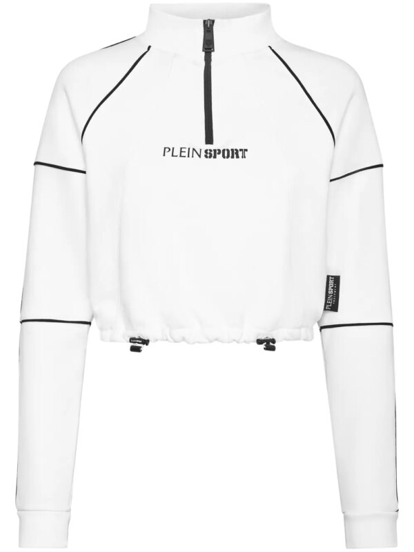 Plein Sport sweat crop à logo imprimé - Blanc
