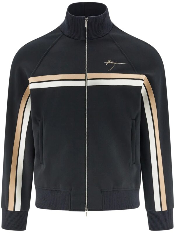 Ferragamo veste zippée à logo gravé - Noir
