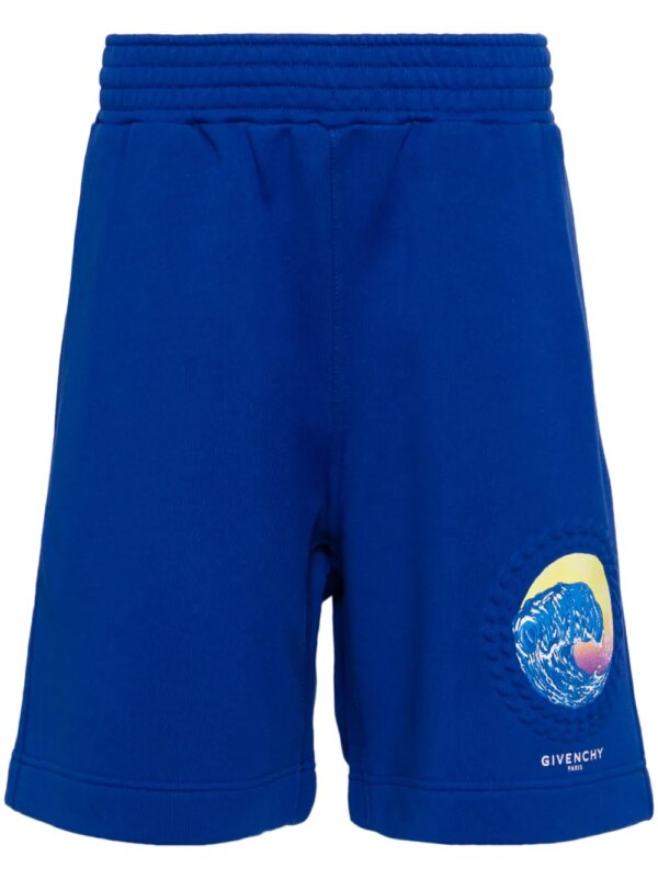 Givenchy short de sport imprimé en coton - Bleu