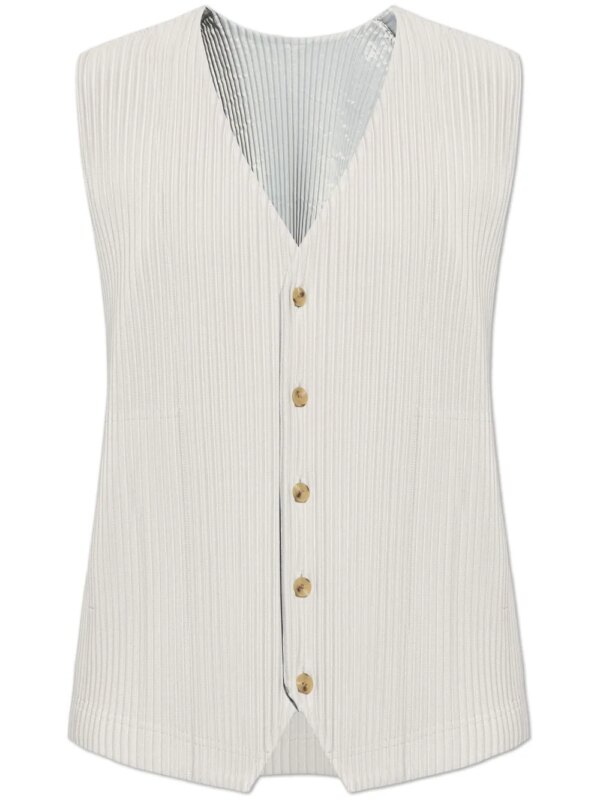 Homme Plissé Issey Miyake débardeur plissé à col v - Gris