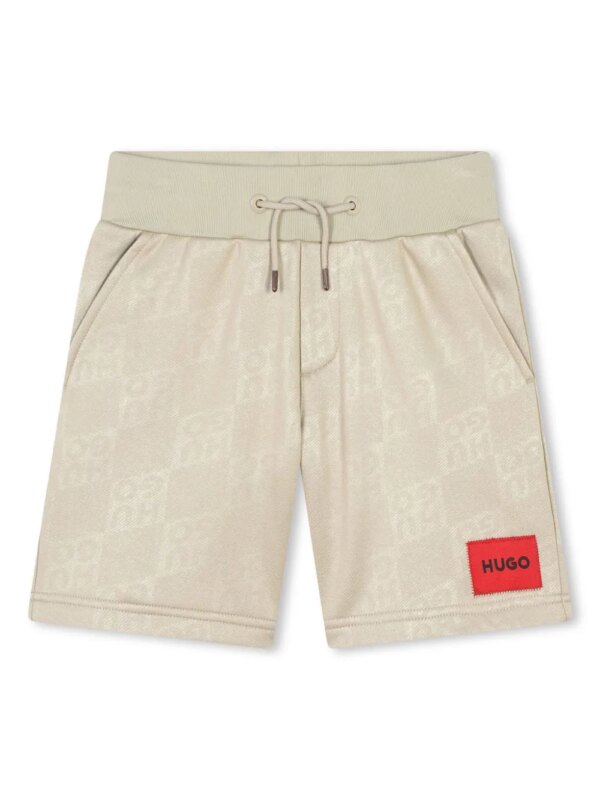 HUGO KIDS short de sport à motif monogrammé - Tons neutres
