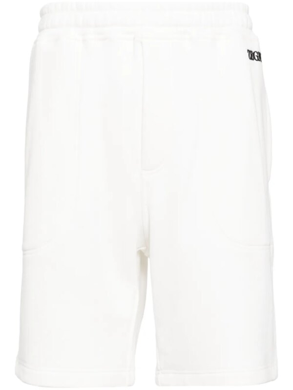 Zegna short de sport en jersey à logo brodé - Blanc