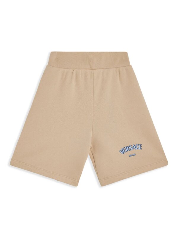 Versace Kids short de sport en coton à logo imprimé - Tons neutres