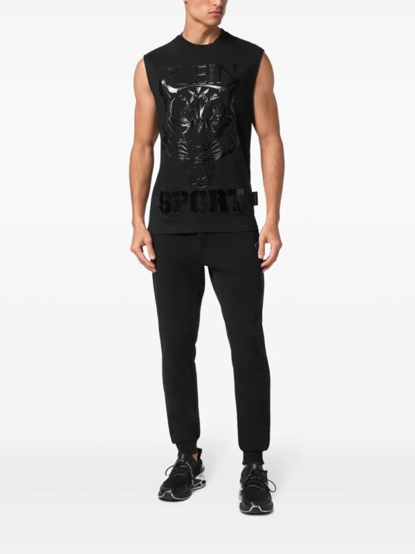 Plein Sport Tanktop met logoprint - Zwart