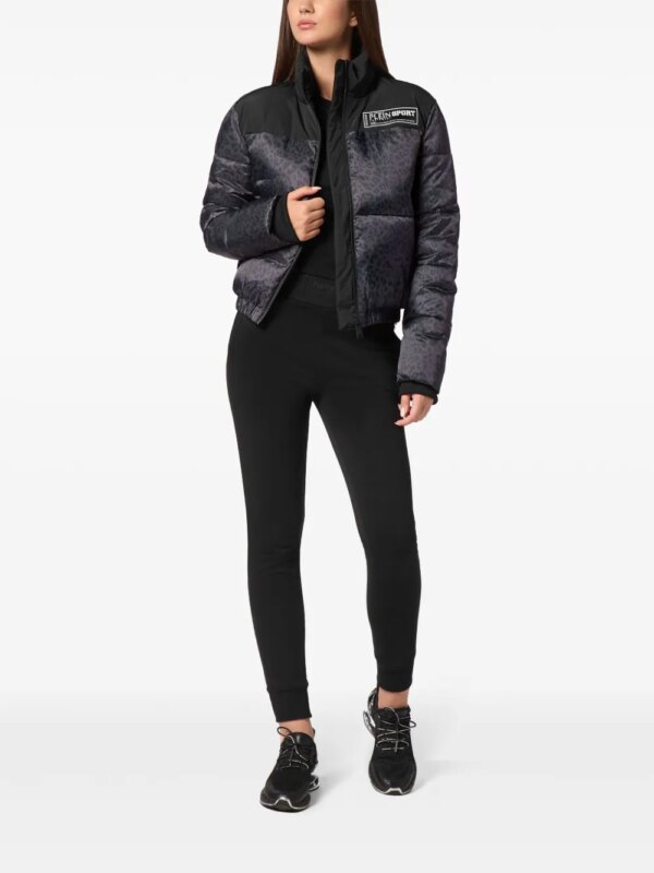 Plein Sport Donsjack met luipaardprint - Zwart