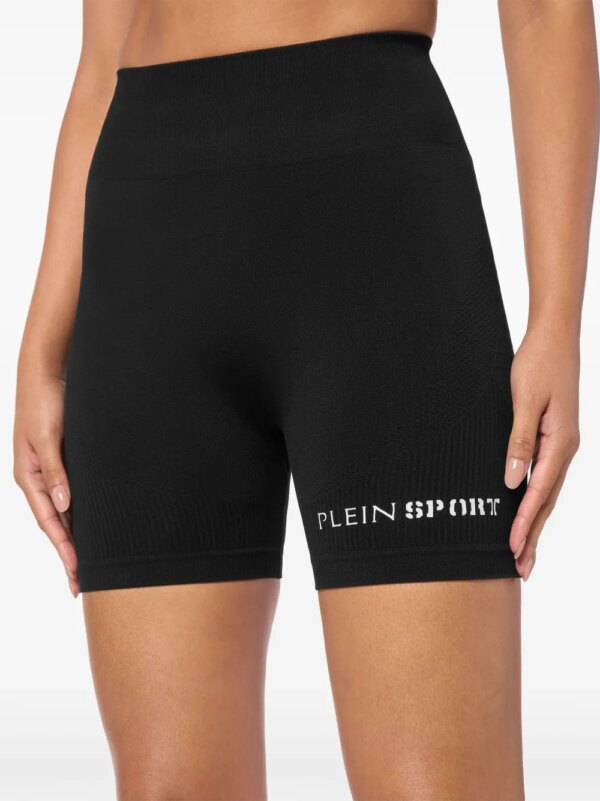 Plein Sport Fietsshorts met logoprint - Zwart