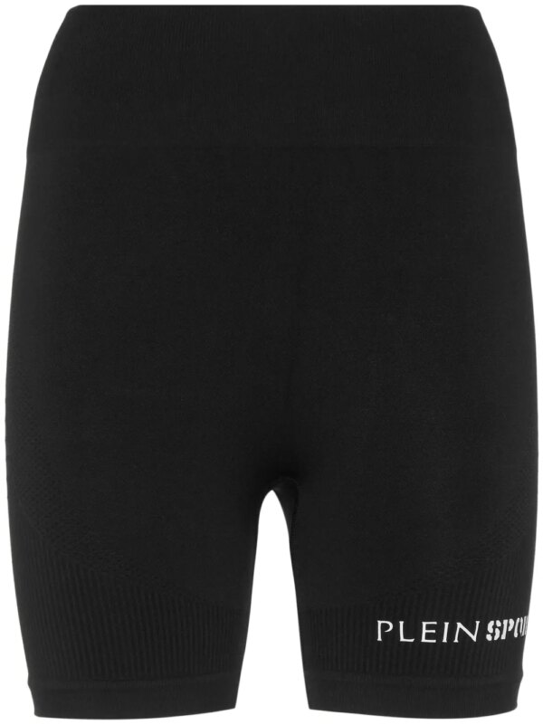 Plein Sport short cycliste à logo imprimé - Noir