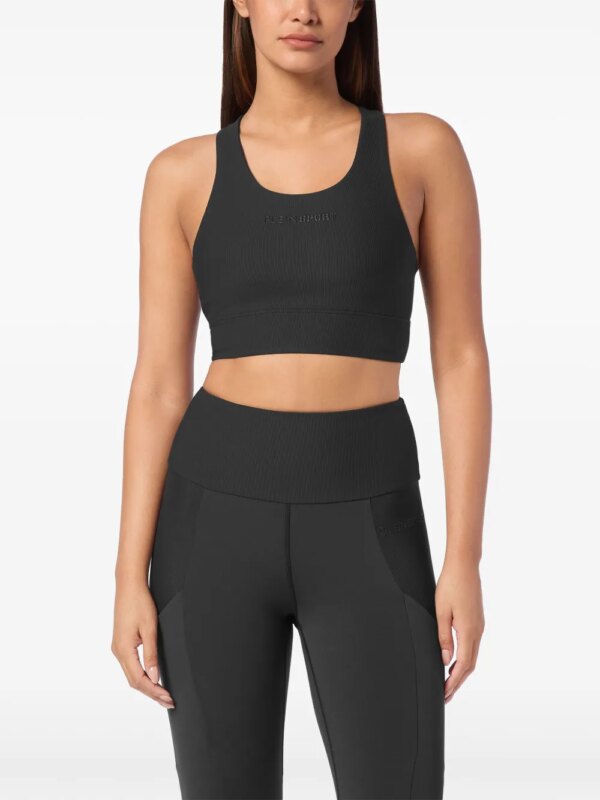 Plein Sport Top met logo-reliëf - Zwart