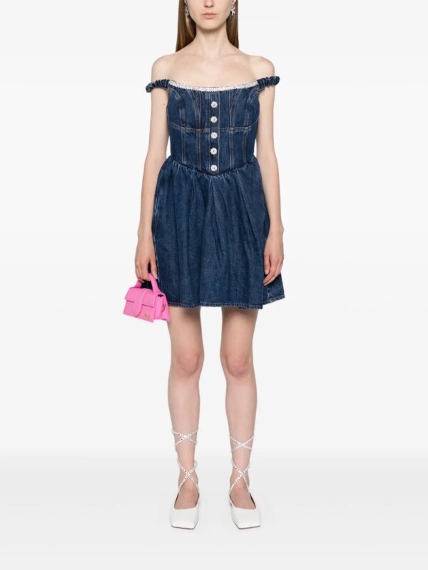 Self-Portrait Mini-jurk verfraaid met kristallen - Blauw