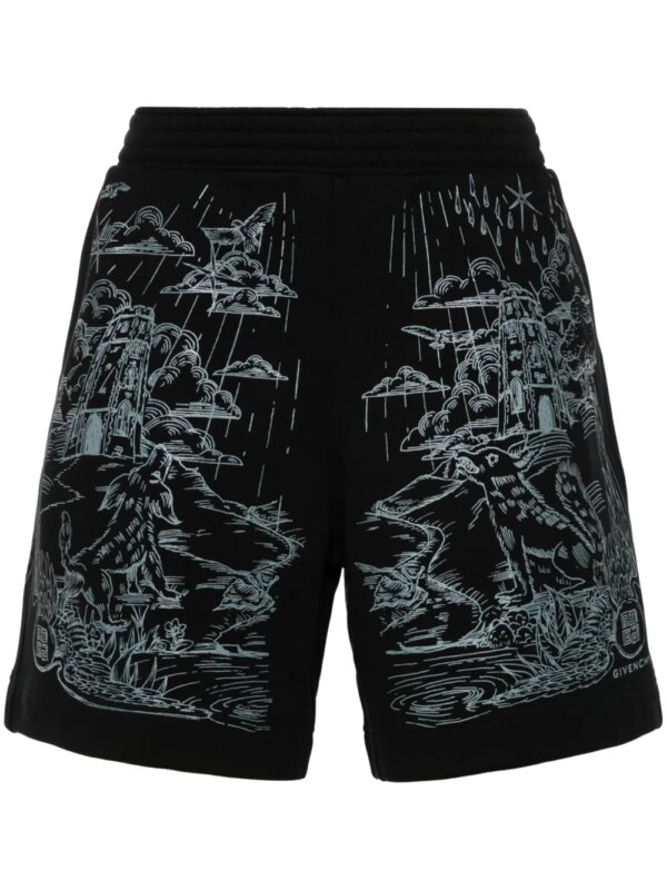 Givenchy short de sport à imprimé graphique - Noir