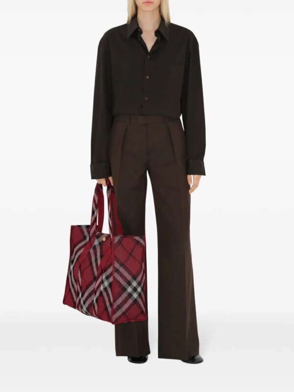 Burberry Geruite gebreide medium shopper - Rood