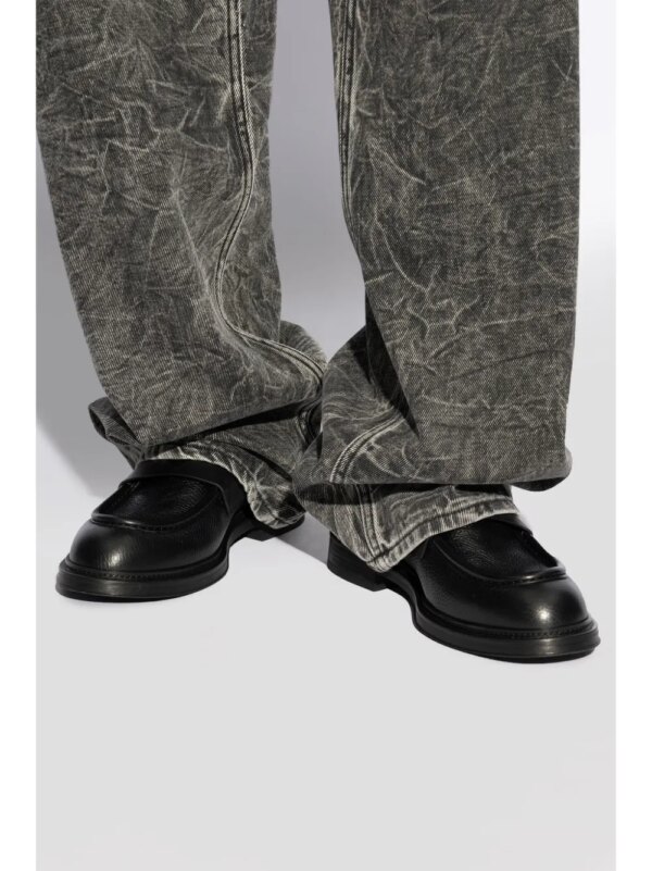 Emporio Armani Leren penny loafers - Zwart