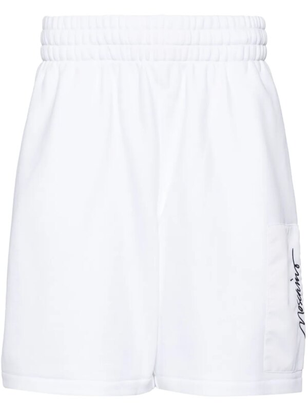 Moschino short à logo brodé - Blanc
